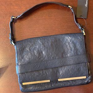 Kenneth Cole FLAP Black Leather Shoulder Bag